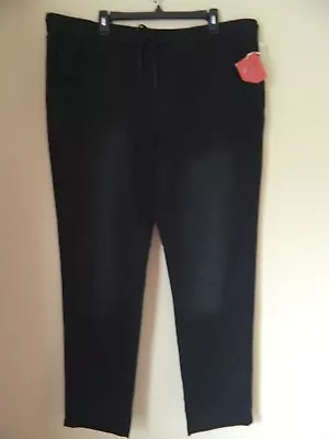 NWT MOSSIMO Womans STRETCH CASUAL WORKOUT PANTS Black W/faded Design Size XL • $15.99