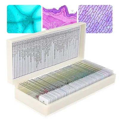 50Pcs Set Prepared Human Tissue Sections Histology Specimen Microscope Slides • $41