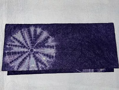 Handmade Purple Indigo Shibori Dyed Paper Clutch Purse Envelope 5x10 7/8 • $12