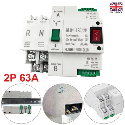 £22.52 • Buy 2P 63A Dual Power Automatic Transfer Switch For Generator Changeover Switch UK