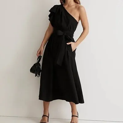 Madewell Ruffled One-Shoulder Midi Dress Sz 0 NK491 • $35