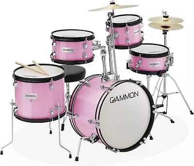 5-Piece Junior Starter Drum Kit With Cymbals Hardware Sticks & Throne - Pink • $227.69