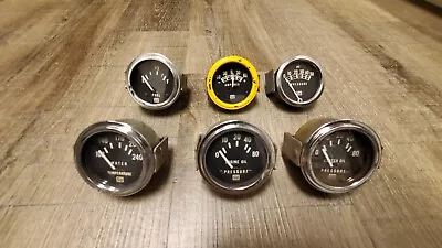 6 Vintage Stewart Warner Amp Oil Temp Auto Hotrod SW Chrome Gauge Lot • $59.95