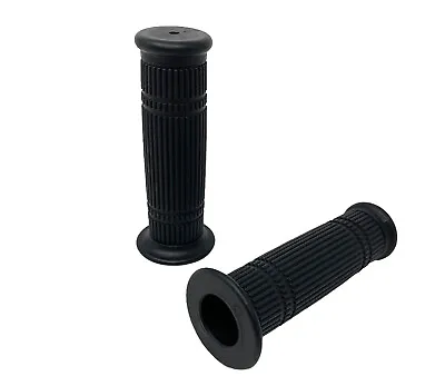 Motorcycle Handgrips Hand Grips 22mm 7/8 Inch Ribbed Black Cafe Racer Scrambler • $45.31