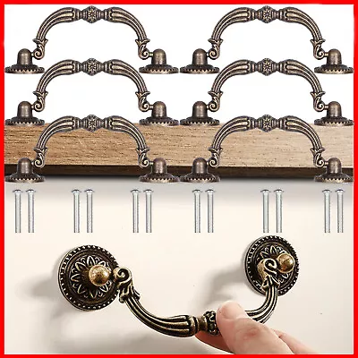 6-Pack Vintage Drop Bail Dresser Drawer Pull Antique Bronze Cabinet Handle Knob • $8.05