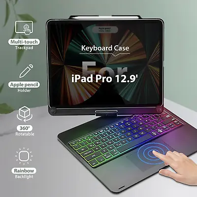 $18.98 • Buy For IPad Pro 12.9' 2022 3/4/5/6th Gen 360° Rotate Touchpad Backlit Keyboard Case