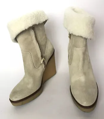 Moncler Women Boots Size 38 New Suede Sparkle Silver • $350