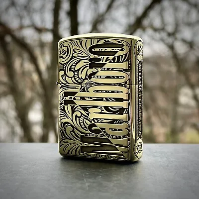 Zippo Marlboro Armor Petrol Lighter With Deep Laser Engraving • $155