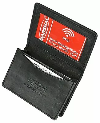 RFID Mens Slim Front Pocket Wallet Genuine Leather Bifold ID/Credit Card Holder • $10.99