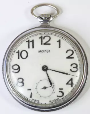 Vintage Molnija Molnia 18 Jewels USSR Russian Mechanical Pocket Watch W212 • $39.99