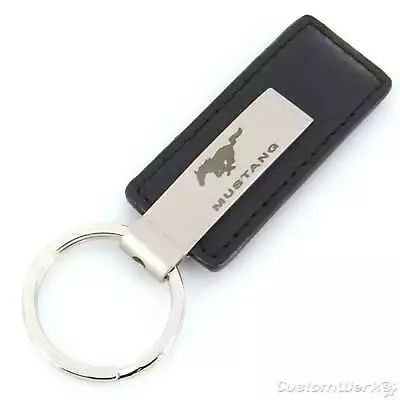 Ford Mustang Rectangular Leather Key Chain (Black) • $15.95