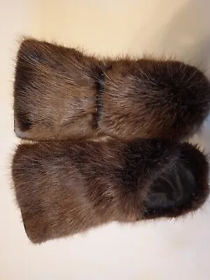 Real Beaver Fur And Real Leather Long  Mitten For Hunters Fisherman Snowmobile • $222.22