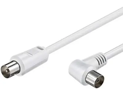 £2.65 • Buy 1.5m SHIELDED Coax Male To RIGHT ANGLE Female TV Aerial EXTENSION Cable WHITE