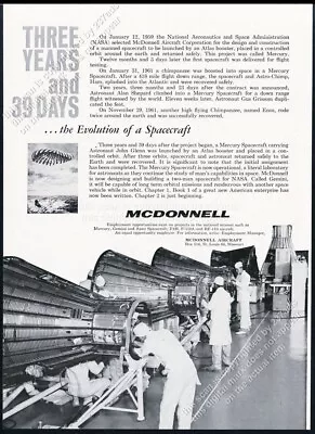 1962 NASA Mercury Spacecraft Photo McDonnell Vintage Print Ad • $9.99