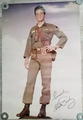 Vintage 70's Elvis Presley Military Army - Double Sided Poster 31  X 21  • $22.50