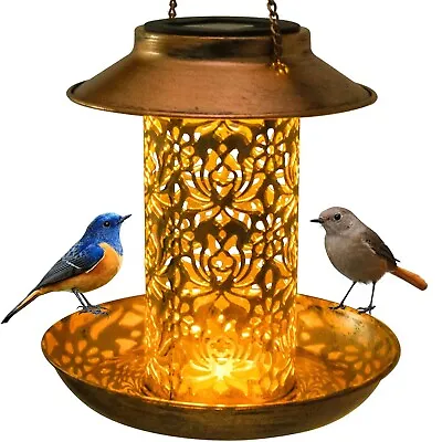 Solar Bird Feeder Outdoors Hanging Wild Bird Feeder For Cardinals Garden Light • $14.99