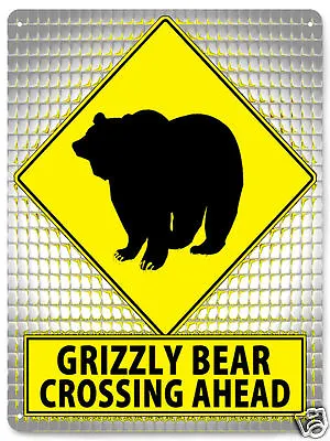 GRIZZLY BEAR METAL STREET SIGN Funny Educational Retro KIDS Room Wall Decor 102 • $19.55