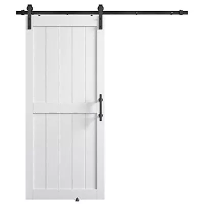 38in X 84in MDF Sliding Barn Door With 6.6ft Barn Door 38'' X 84'' White • $472.01