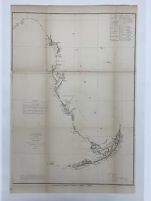 1848-51 US Coast Survey AD Bache Large Rare  Map Of Florida United States • $95