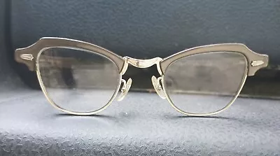 Vintage ~ 1950s Mid Century Bausch & Lomb Cat Eye Eyeglasses B&L - 4 1/4 X 5 1/2 • $19.95