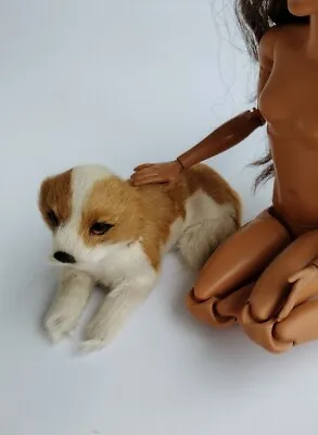 Mini Realistic Dog Barbie Doll Pet Animal Fur Kidskin Brittany Spaniel Miniature • $23