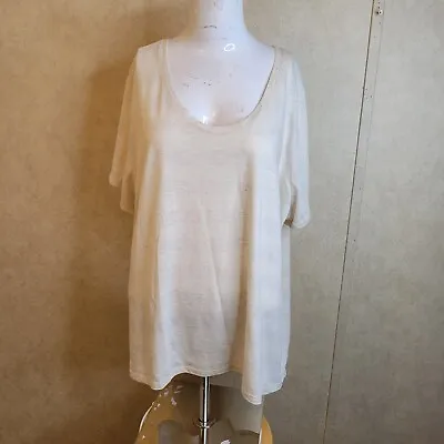 NEW Pure J. Jill 2X Top Women Blouse Scoop Neck Short Sleeve Linen Stretch Soft • $25