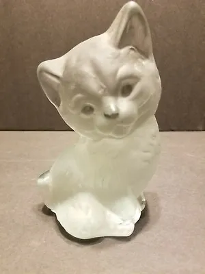 Vintage Viking Crystal Cat Frosted Finish Figurine 6½ ×3½  • $55