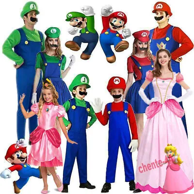 Super Mario Bros Princess Peach Costume Halloween Carnival Fancy Dress Kid Adult • £17.88