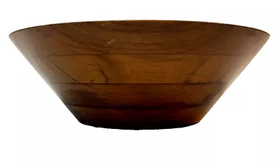 BURL WALNUT Wooden Salad Bowl Dark Hardwood BILLINGS MISSOURI #98 Round 13.75  • $30