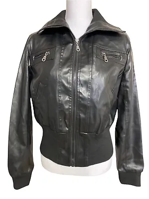 Miley Cyrus Max Azria Junior Girls Women’s Size XL Black Faux Leather Jacket • $14.99