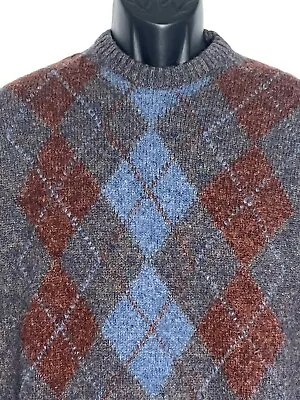 Vtg Billy Kelly Shetland Wool Sweater Large Crew-neck Argyle Macys Ireland Mens • $34.90