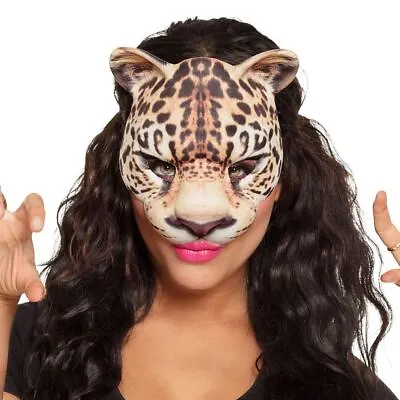 Leopard Half Face Mask Foam Animal Fancy Dress Accessory • £6.78