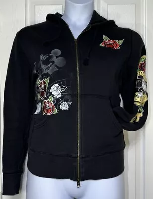 Vintage Disney Parks Mickey Mouse Embroidered Hoodie Women's 1X Full Zip 0260 • $15.99