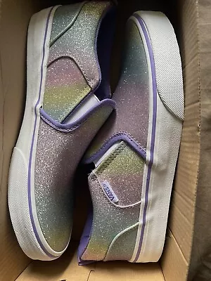Vans Asher Rainbow Glitter Slip On Skate Shoes In Multicolor Size 5 • $39