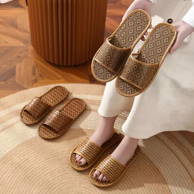 Men's Spring And Summer Leisure Fashion Rattan Woven Bamboo Household Slippers • $23.13