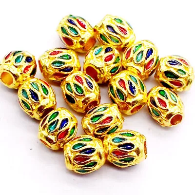 20pc Alloy Beads Red Green Enamel Spacer Beads 5x6mm Hole 2mm • $9.65
