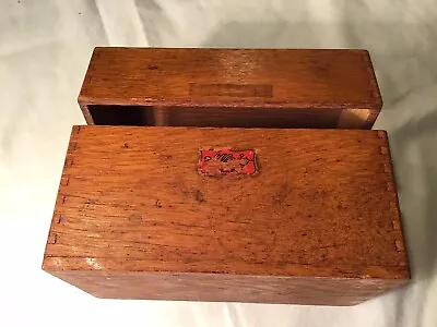 Vintage WEIS Oak Index Card File Recipe Box Holder Wood Dovetailed USA 5.5” X 4” • $21.90