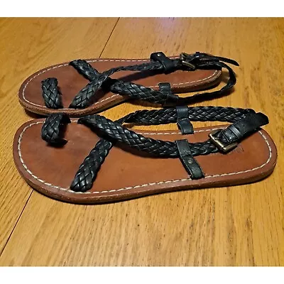 Michael Kors Black Braided Leather Sandals Womens Size 7 • $20