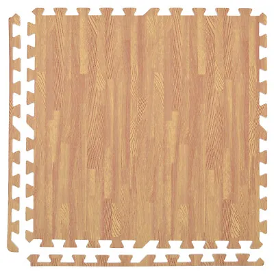 £79.95 • Buy 8/16/24x EVA Foam Floor Wood Effect Interlocking Gym Play Home Soft Tiles Mats