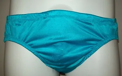 CLEARANCE  TURQUOISE NYLON TRICOT POCKET Hand PANTIES Encased Brief MEN 29-40  L • $38.99