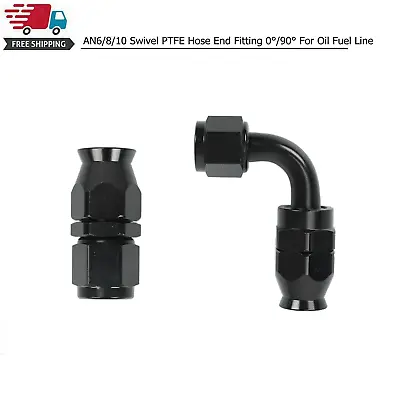 $4.99 • Buy 6/8/10AN Swivel PTFE Hose End Fitting Straight 90 Degree For PTFE Oil Fuel Line
