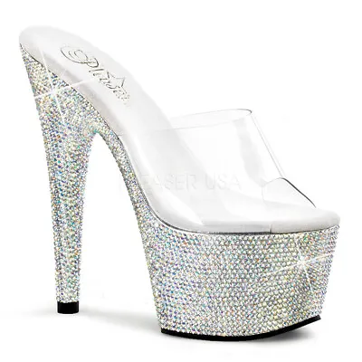 Pleaser Rhinestone Heels Bejeweled-701DM Size 10  Pole Dancer Stripper Exotic • $292