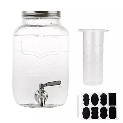 1 Gallon Glass Mason Jar Beverage Dispenser For Water Juice Cold Drinks • $37.89