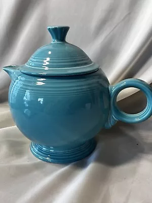 Fiesta Ware Vintage Turquoise Homer Laughlin Tea Pot W/Lid - 7.25  Tall 36 Oz • $49