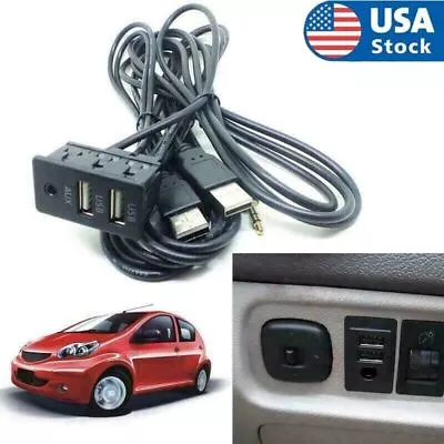 1M Car Dash Flush Mount AUX USB Port Panel Dual USB Extension Adapter For Toyota • $9.85