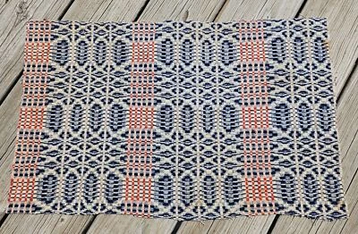 $28.50 • Buy Antique Three Colored Woven Coverlet Piece