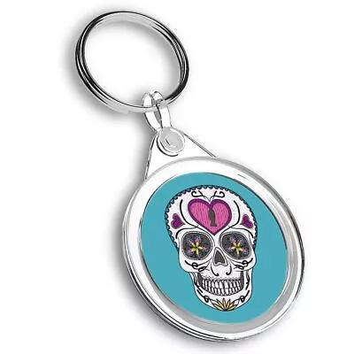 1x Round Keyring Mexican Sugar Skull Day Dead #61186 • £4.99