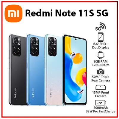 $419 • Buy (New&Unlocked) Xiaomi Redmi Note 11S 5G 6GB+128GB Dual SIM Android Mobile Phone