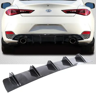Carbon Style Rear Bumper Lip Shark Fins Spoiler For Infiniti G37 G35 Q50 Q60 Q70 • $49.02