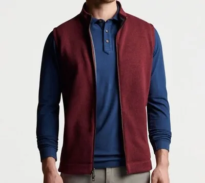 Peter Millar Crown Sweater Fleece Full Zip Vest Claret Red Size XL $148 NWT  • $55.73